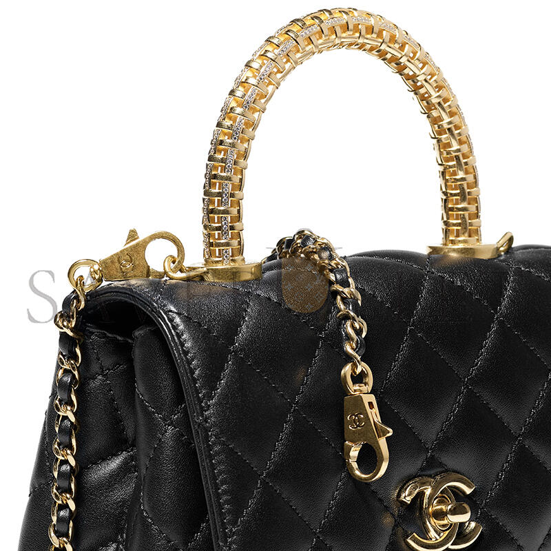 Ch*el mini flap bag with top handle calfskin as2215 (19*13*9cm)